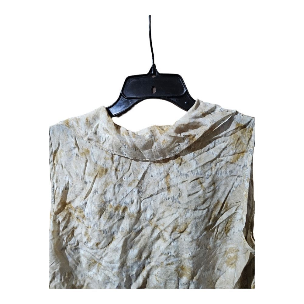 TALBOTS Tan Ruffle Silk Sleeveless Career Top‎ Blouse - Size 16W Petite - Picture 4 of 7